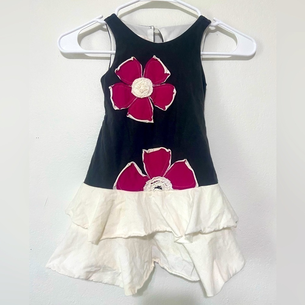 Isobella & Chloe girl's 3T flower applique tank dress with ruffle hem EUC